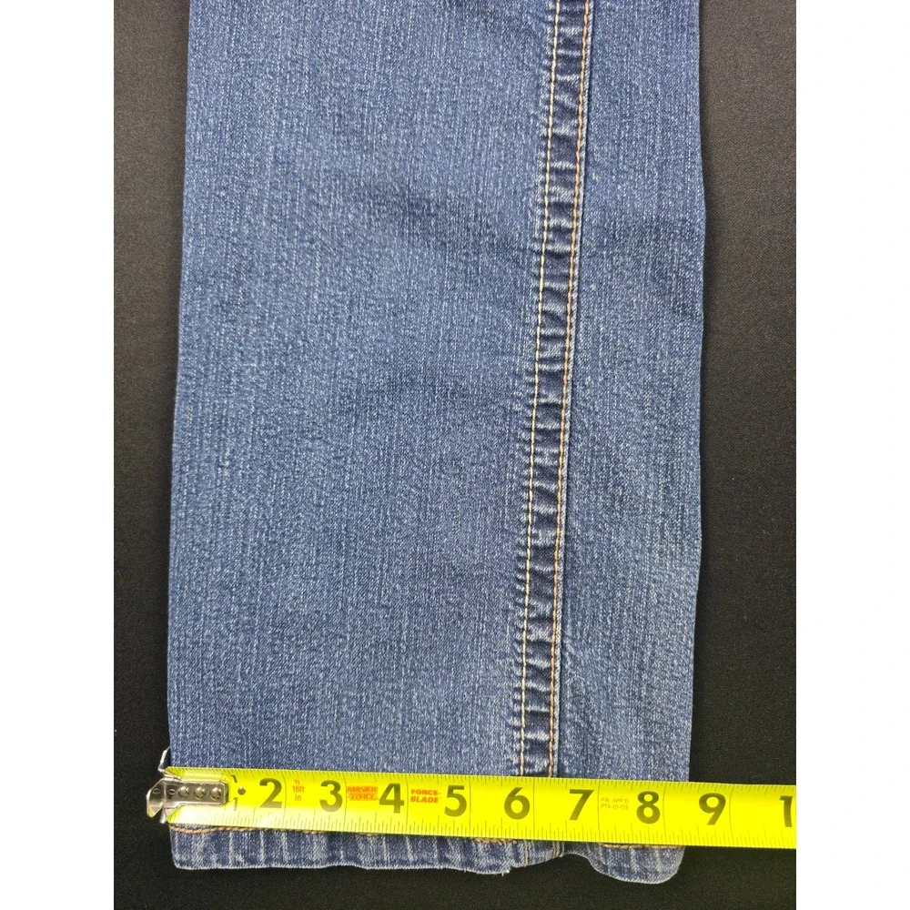 Amethyst Jeans Womens 14 Blue Bootcut Medium Wash Whiskered Embroidered Stretch